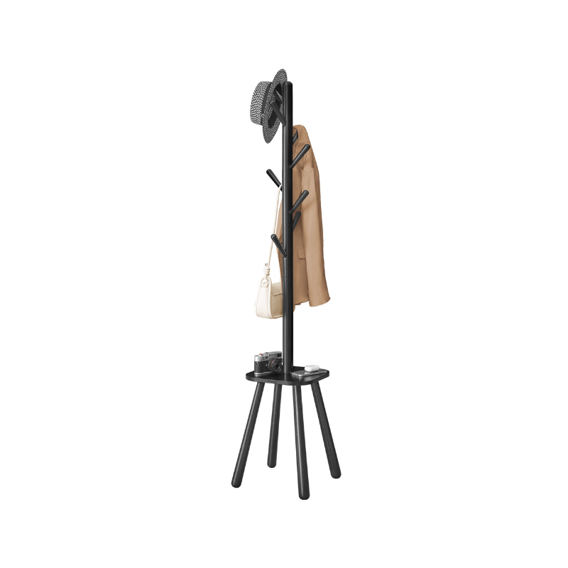 Freestanding Coat Rack | Tree Hooks With Lower Storage Shelf