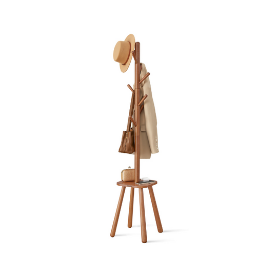 Freestanding Coat Rack | Tree Hooks With Lower Storage Shelf