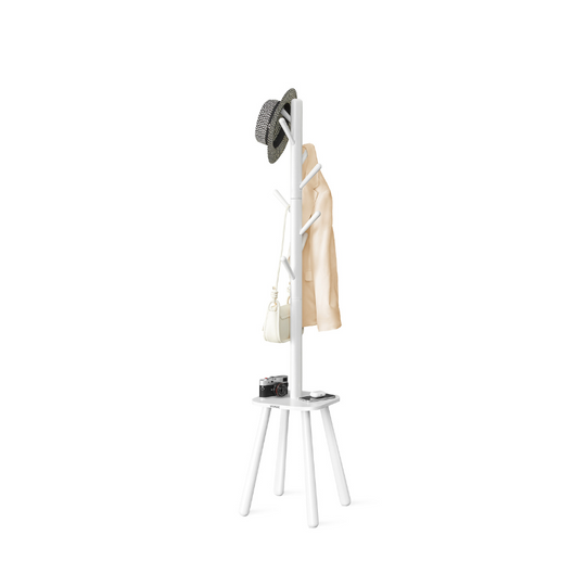 Freestanding Coat Rack | Tree Hooks With Lower Storage Shelf