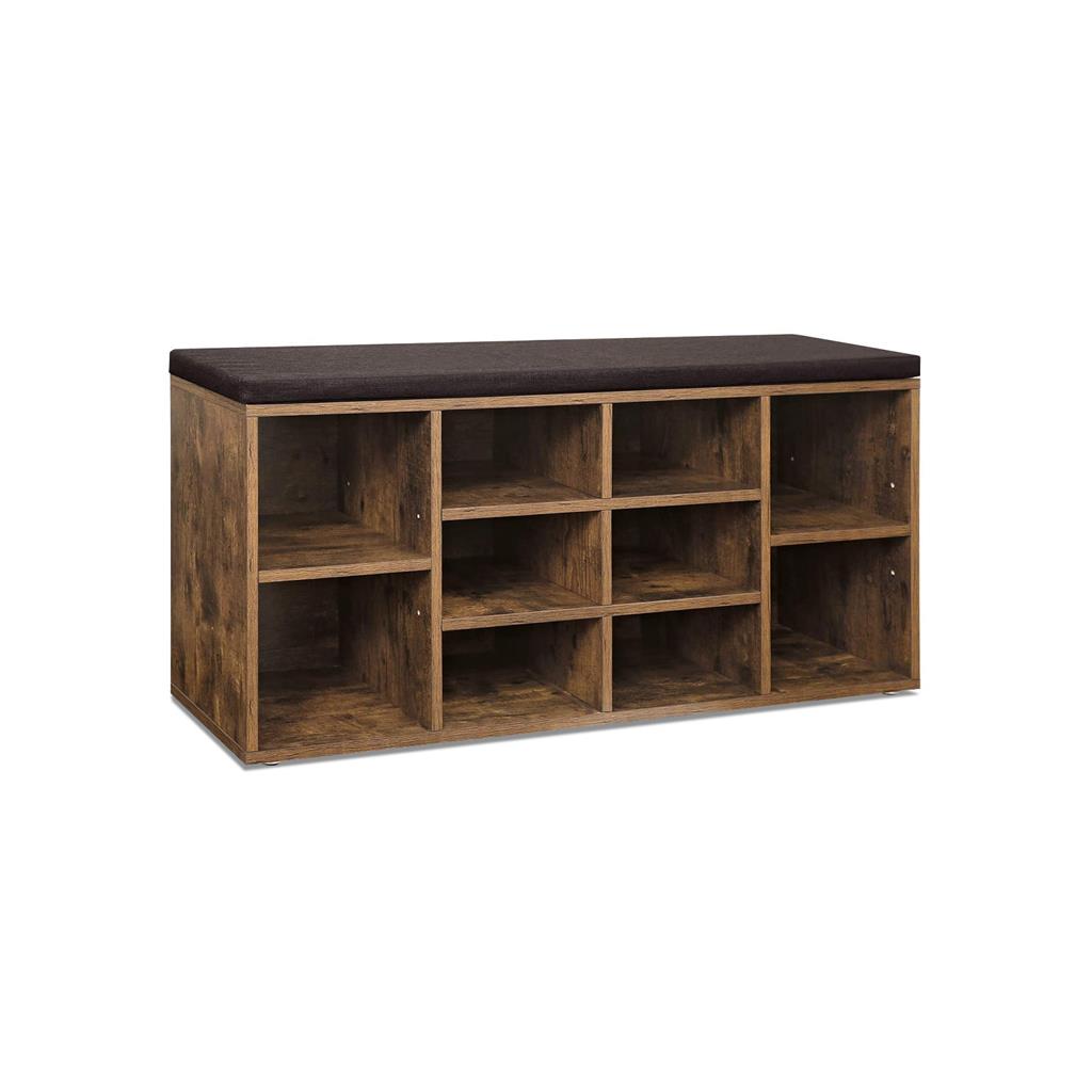 Cushioned Shoe Bench | Open Cubby Storage For Entryways