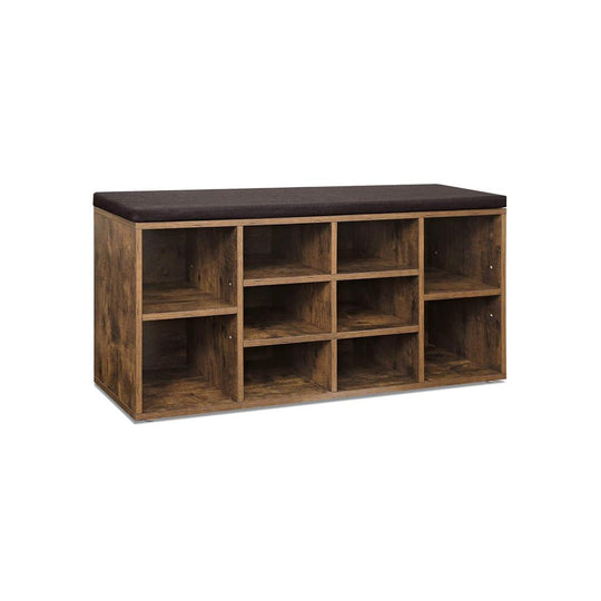Cushioned Shoe Bench | Open Cubby Storage For Entryways