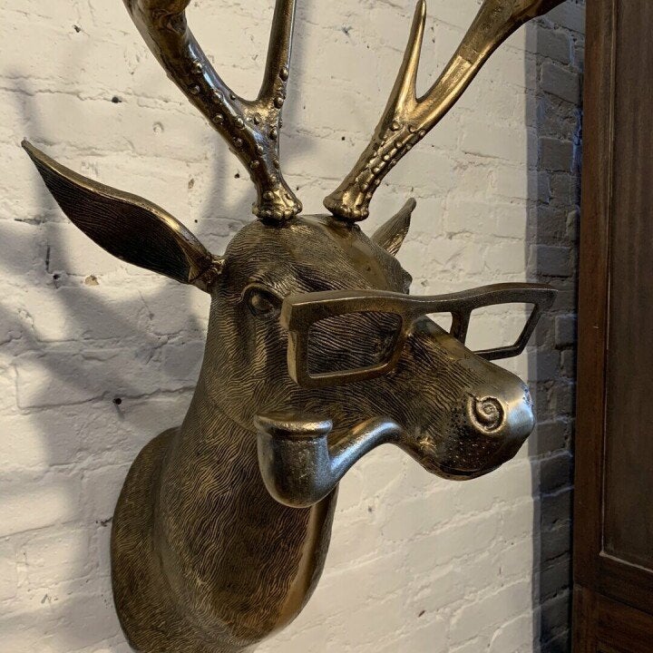 Novelty Animal Head Wall Decor | Deer With Glasses Sculpture