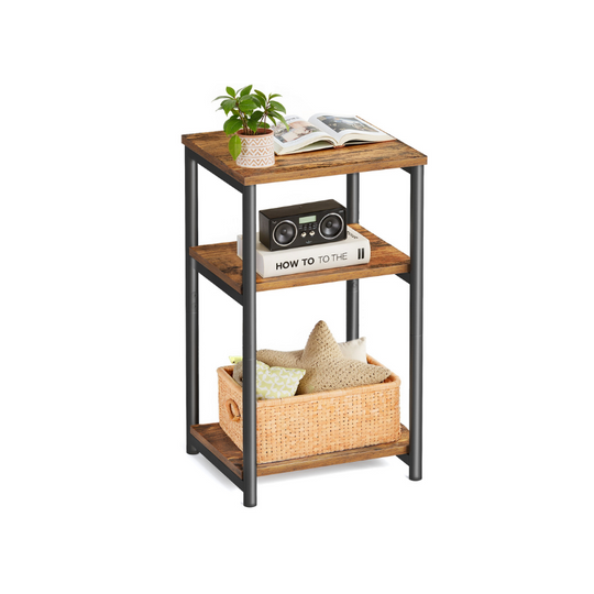 Slim Three Tier End Table | Industrial Side Table With Shelves