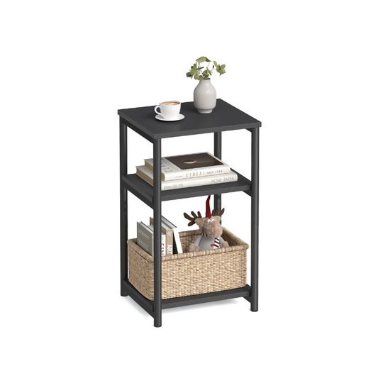 Slim Three Tier End Table | Industrial Side Table With Shelves