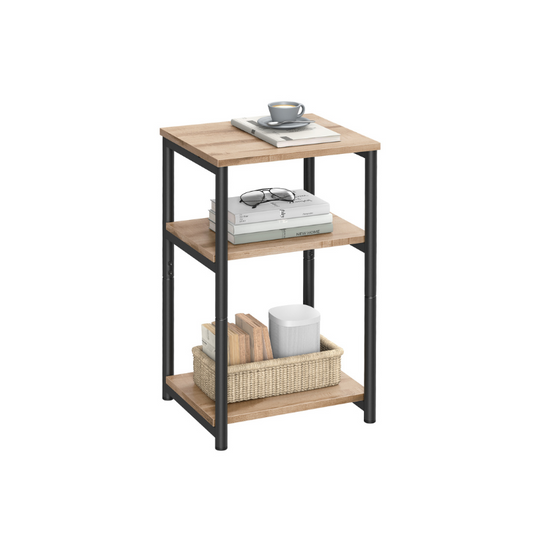 Slim Three Tier End Table | Industrial Side Table With Shelves