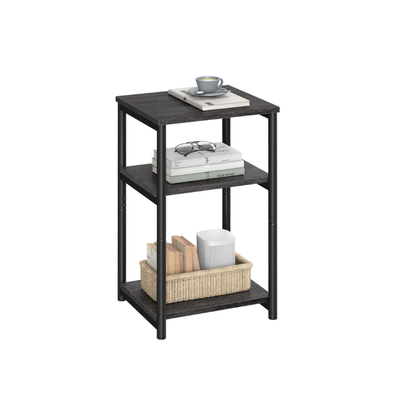 Slim Three Tier End Table | Industrial Side Table With Shelves