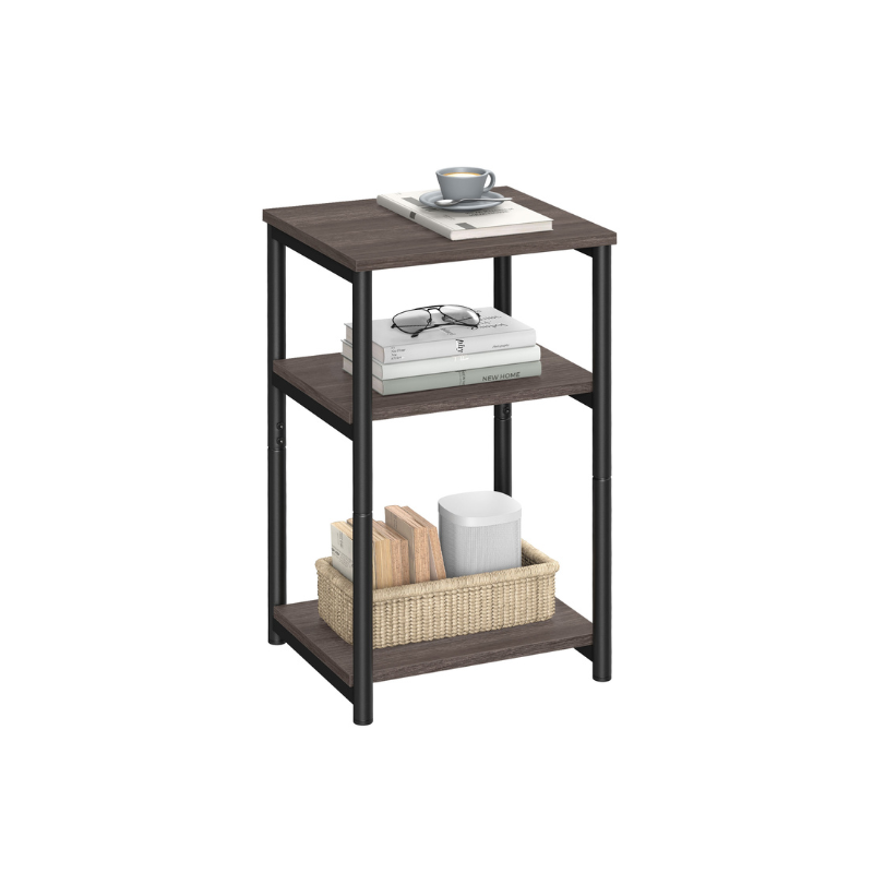 Slim Three Tier End Table | Industrial Side Table With Shelves