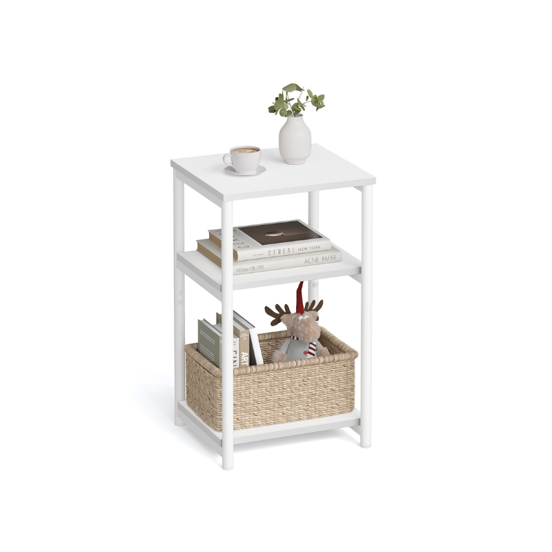 Slim Three Tier End Table | Industrial Side Table With Shelves