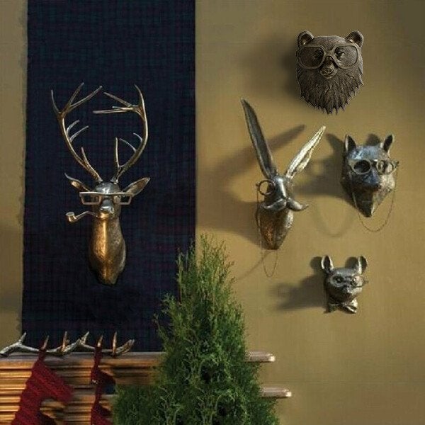 Novelty Animal Head Wall Decor | Deer With Glasses Sculpture