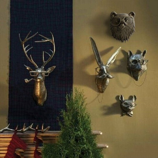Novelty Animal Head Wall Decor | Deer With Glasses Sculpture