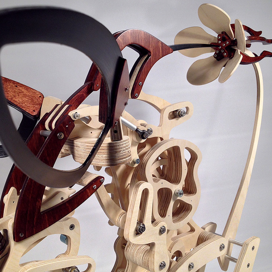 Wooden Kinetic Hummingbird Sculpture | Moving Gear Wing Mechanism