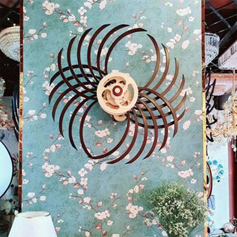 Kinetic Wall Sculpture | Wind-Up Wood Art Decor