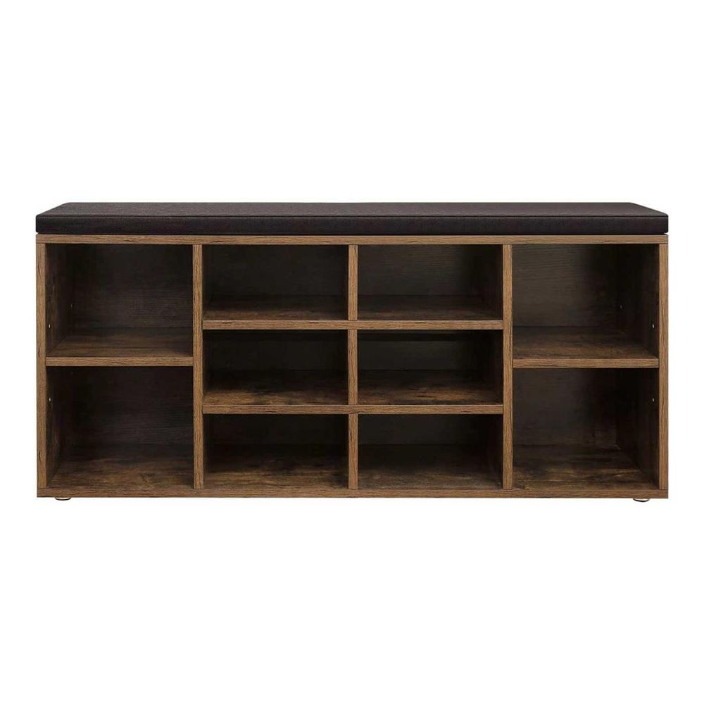 Cushioned Shoe Bench | Open Cubby Storage For Entryways