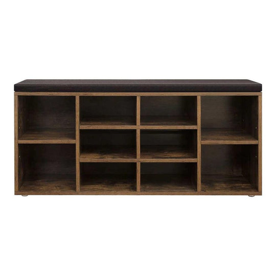 Cushioned Shoe Bench | Open Cubby Storage For Entryways