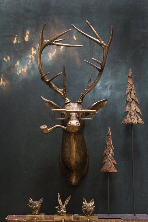 Novelty Animal Head Wall Decor | Deer With Glasses Sculpture
