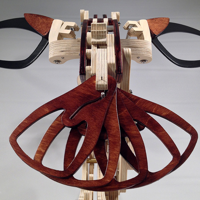 Wooden Kinetic Hummingbird Sculpture | Moving Gear Wing Mechanism