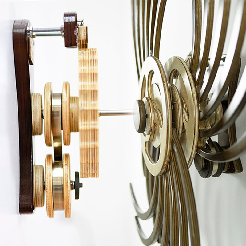 Kinetic Wall Sculpture | Wind-Up Wood Art Decor