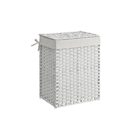 Woven Laundry Basket | Lidded Hamper With Fabric Liner