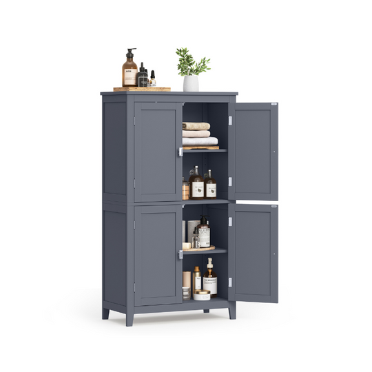 Freestanding Bathroom Storage Cabinet | Four Doors With Adjustable Shelves