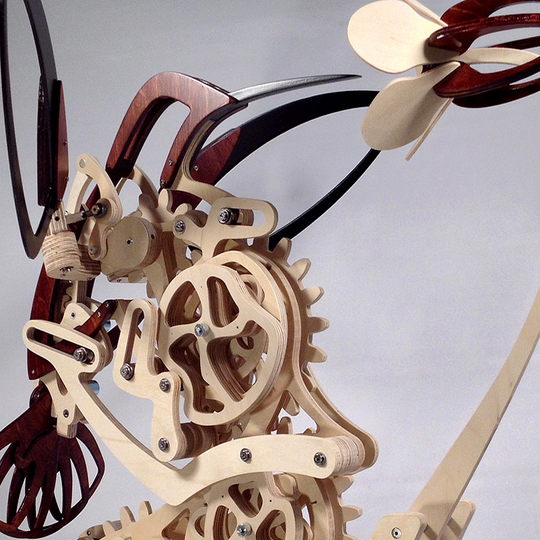 Wooden Kinetic Hummingbird Sculpture | Moving Gear Wing Mechanism