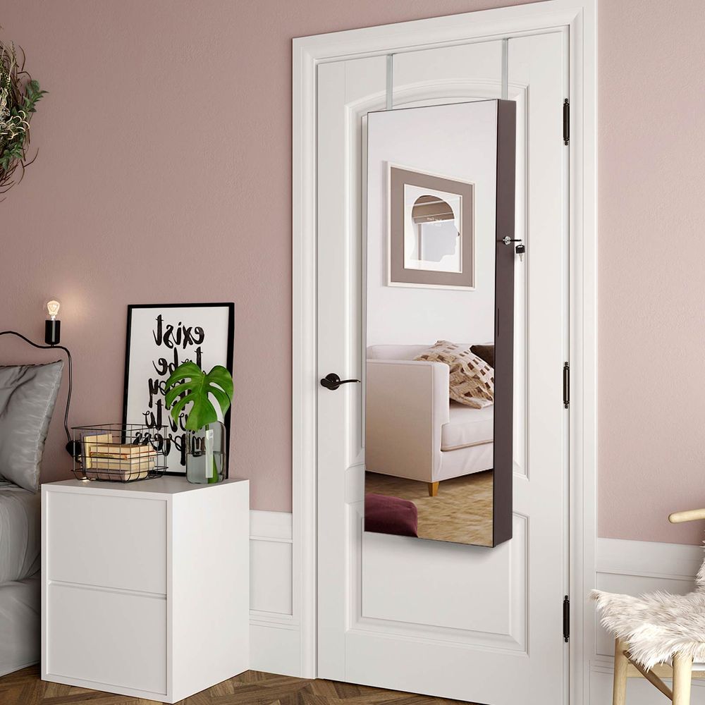 Wall-Mounted Jewelry Armoire | Full-Length Mirror With LED Storage