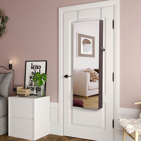 Wall-Mounted Jewelry Armoire | Full-Length Mirror With LED Storage
