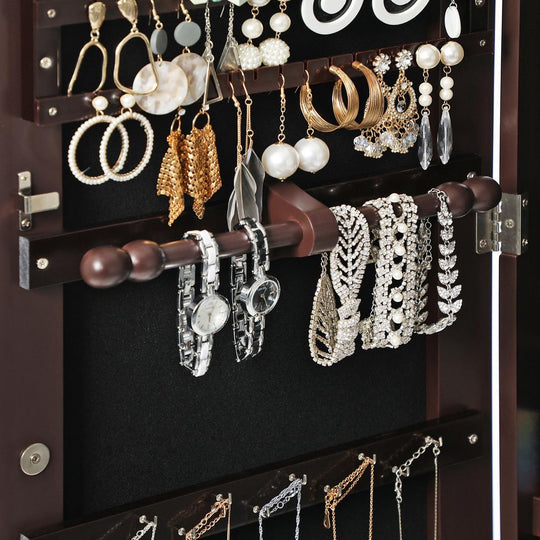 Wall-Mounted Jewelry Armoire | Full-Length Mirror With LED Storage