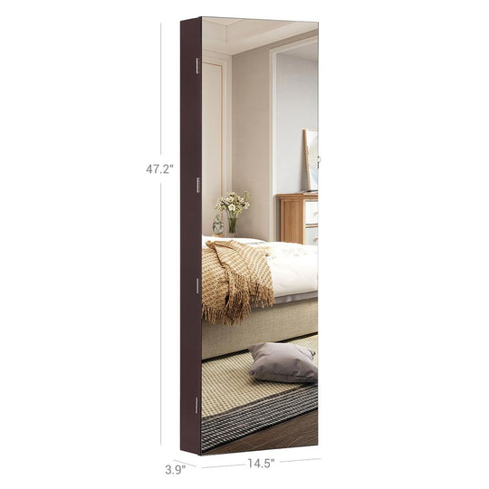 Wall-Mounted Jewelry Armoire | Full-Length Mirror With LED Storage