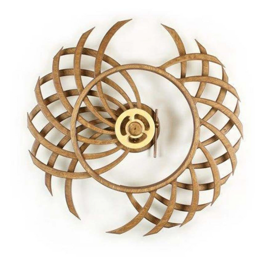 Kinetic Wall Sculpture | Wind-Up Wood Art Decor