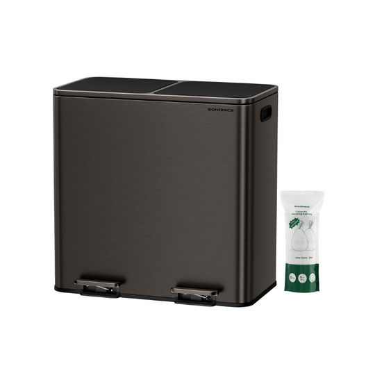 Double Kitchen Trash Can | Dual Pedal Bin For Waste Sorting