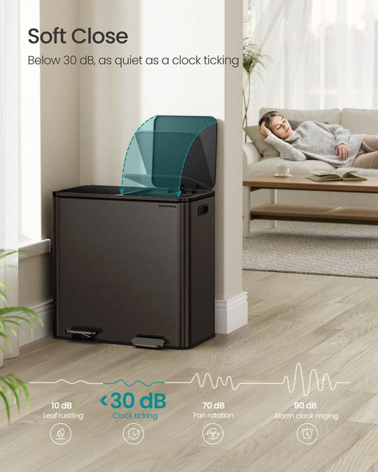 Double Kitchen Trash Can | Dual Pedal Bin For Waste Sorting