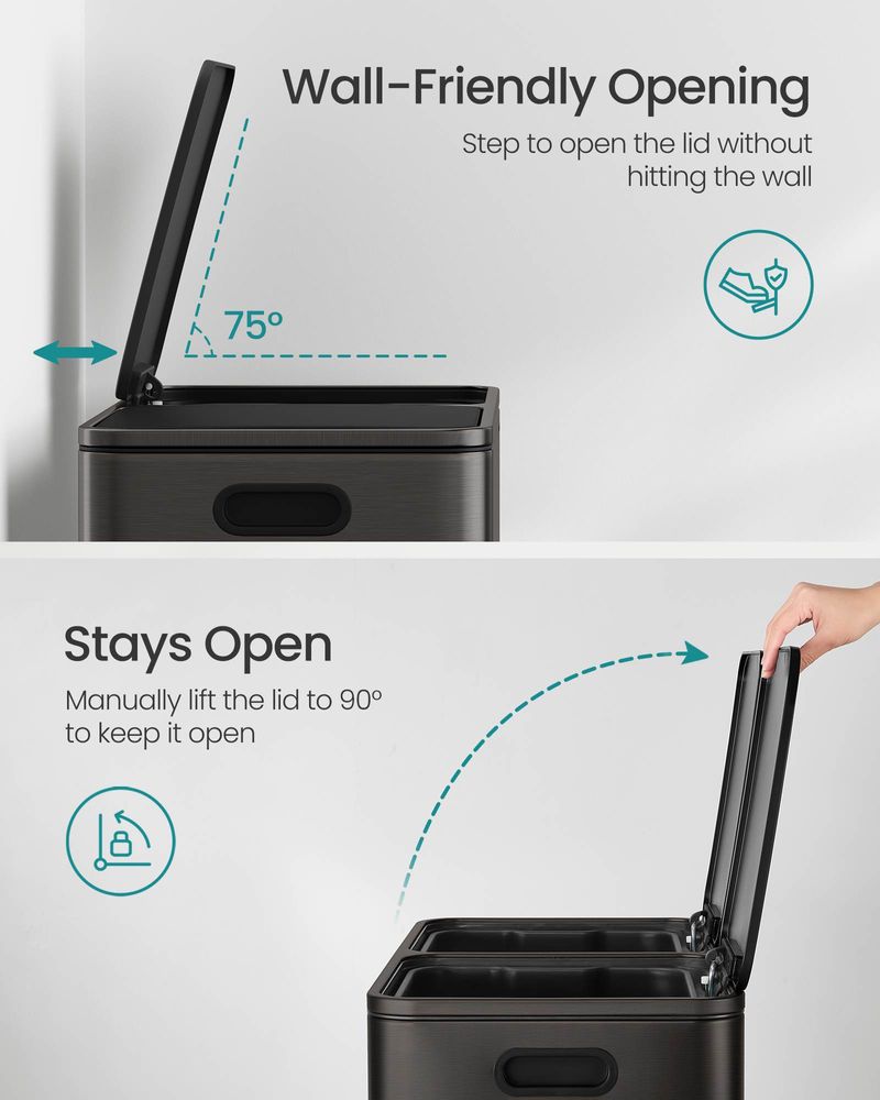 Double Kitchen Trash Can | Dual Pedal Bin For Waste Sorting