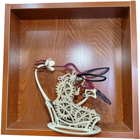 Wooden Kinetic Hummingbird Sculpture | Moving Gear Wing Mechanism