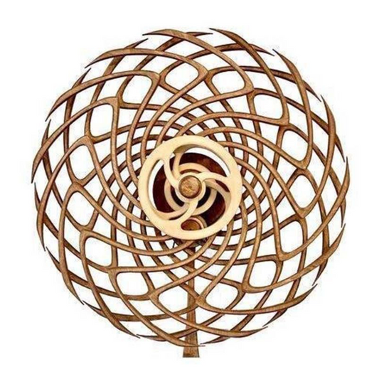 Kinetic Wall Sculpture | Wind-Up Wood Art Decor