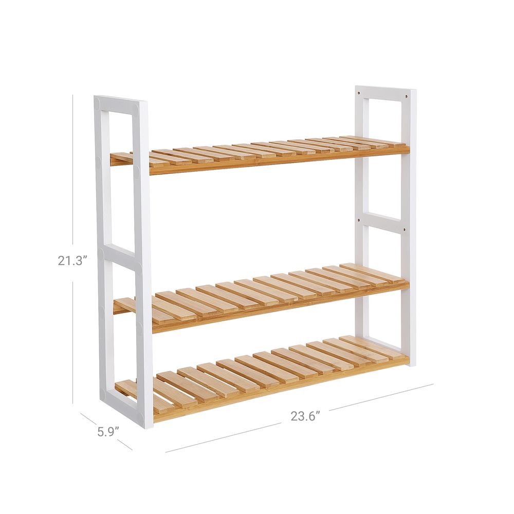 Bamboo Bathroom Shelf | 3-Tier Wall Mount or Freestanding Rack