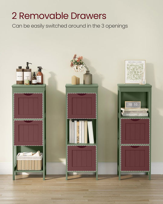 Bathroom Floor Cabinet | Open Shelf Storage With Two Drawers