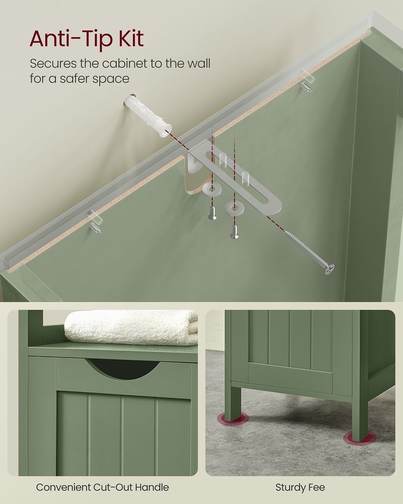 Bathroom Floor Cabinet | Open Shelf Storage With Two Drawers