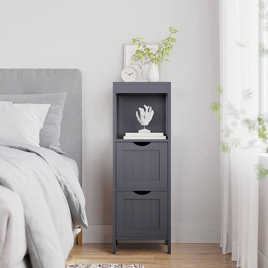Bathroom Floor Cabinet | Open Shelf Storage With Two Drawers
