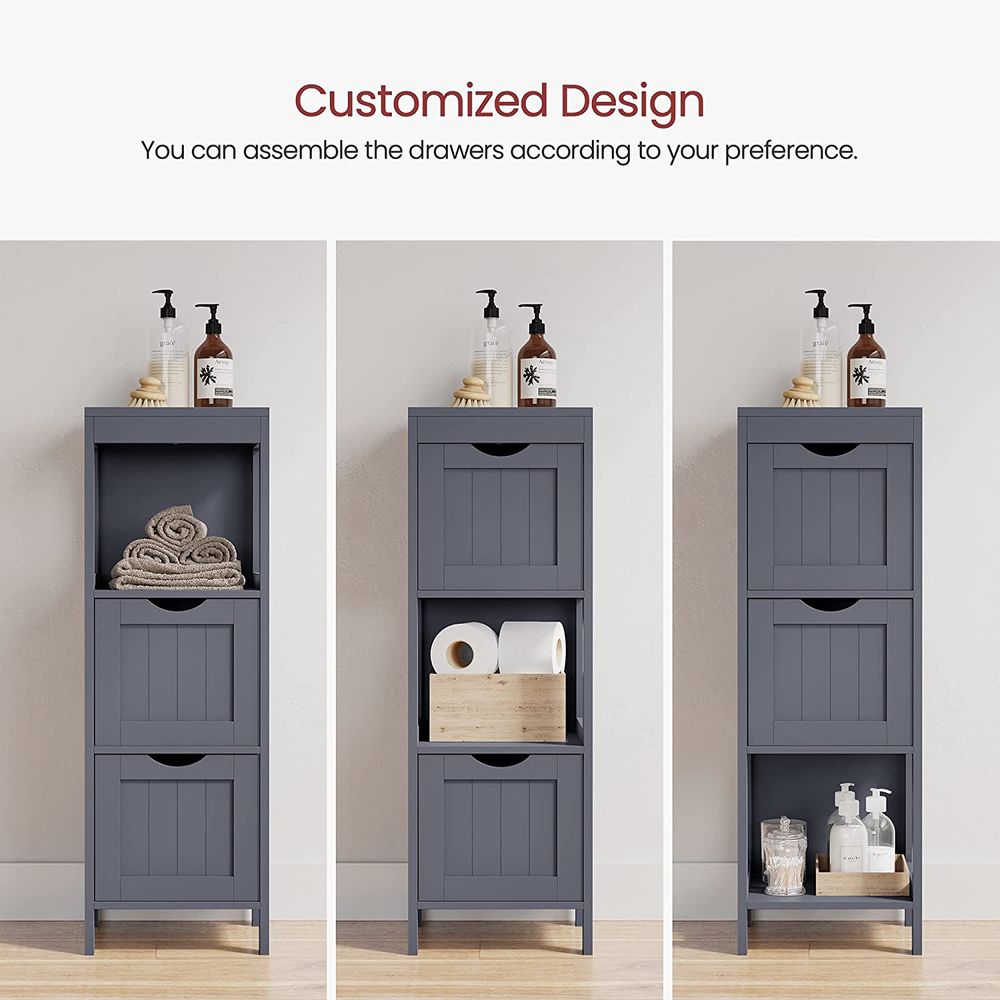 Bathroom Floor Cabinet | Open Shelf Storage With Two Drawers