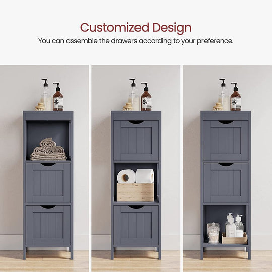 Bathroom Floor Cabinet | Open Shelf Storage With Two Drawers