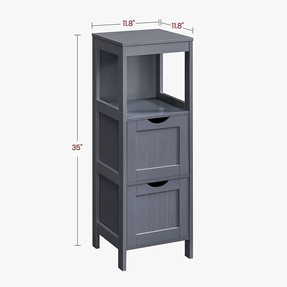 Bathroom Floor Cabinet | Open Shelf Storage With Two Drawers