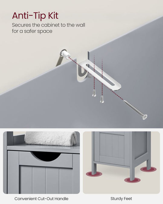 Slim Bathroom Floor Cabinet | Two Drawers With Open Shelf