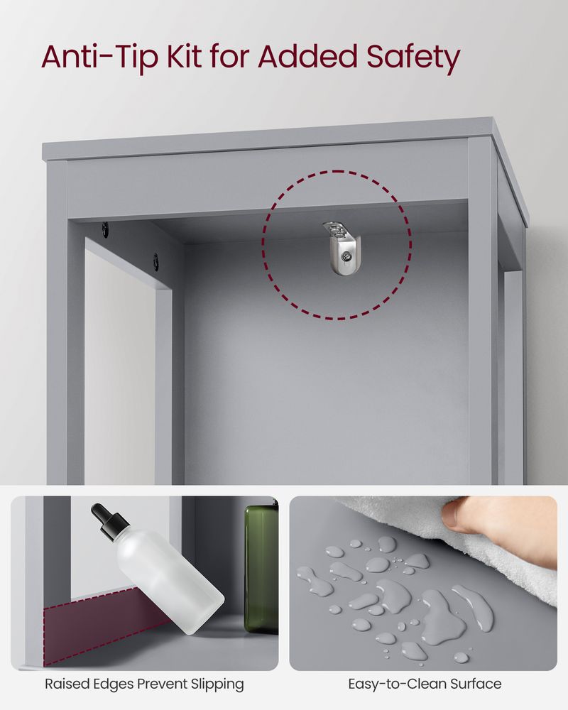 Slim Bathroom Floor Cabinet | Tall Storage With Open Shelves