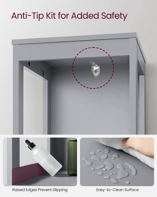 Slim Bathroom Floor Cabinet | Tall Storage With Open Shelves