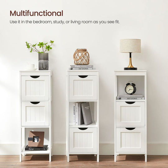 Bathroom Floor Cabinet | Open Shelf Storage With Two Drawers