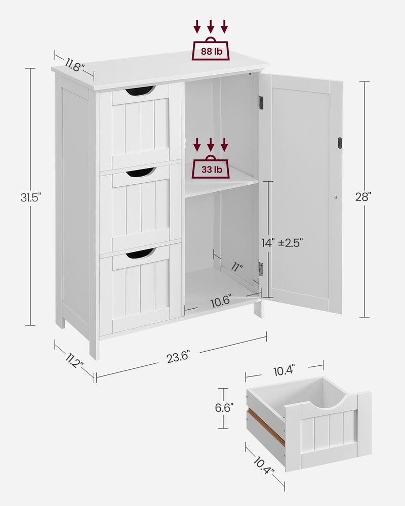 Slim Bathroom Cabinet | Storage With Adjustable Shelf