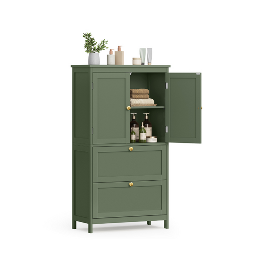 Bathroom Floor Cabinet | Two-Drawer Storage with Doors