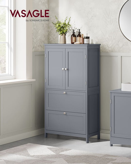 Bathroom Floor Cabinet | Two-Drawer Storage with Doors