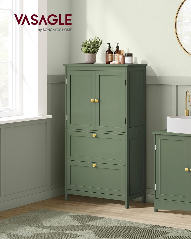 Bathroom Floor Cabinet | Two-Drawer Storage with Doors