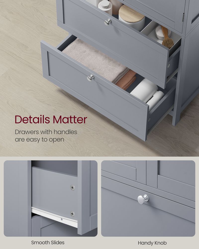 Bathroom Floor Cabinet | Two-Drawer Storage with Doors